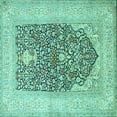 thumbnail image 1 of Ahgly Company Machine Washable Indoor Square Persian Turquoise Blue Traditional Area Rugs, 8' Square, 1 of 4