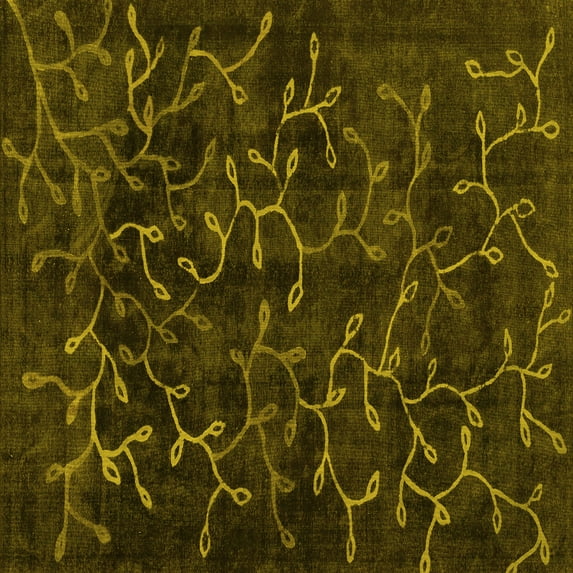 Ahgly Company Machine Washable Indoor Square Persian Yellow Bohemian Area Rugs, 8' Square