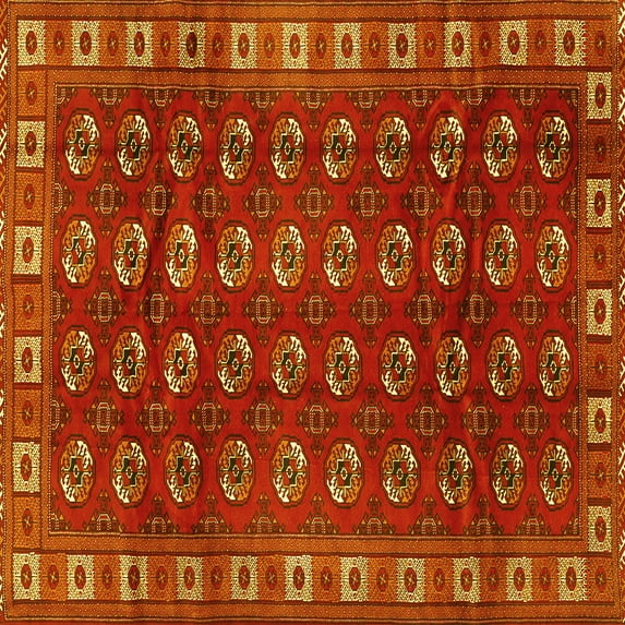 Ahgly Company Machine Washable Indoor Square Persian Yellow Traditional Area Rugs, 3' Square