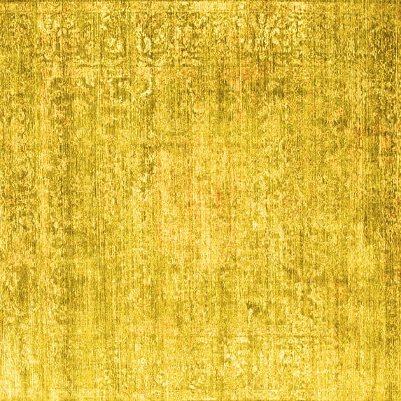Ahgly Company Machine Washable Indoor Square Persian Yellow Traditional Area Rugs, 3' Square