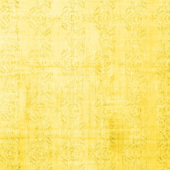 Ahgly Company Machine Washable Indoor Square Persian Yellow Traditional Area Rugs, 4' Square