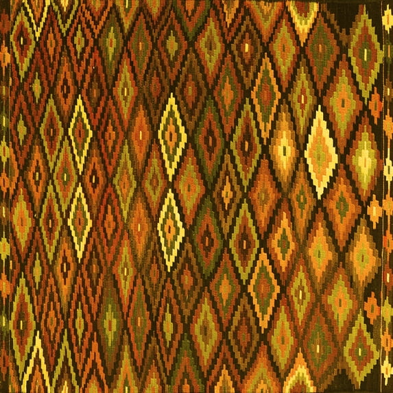 Ahgly Company Machine Washable Indoor Square Persian Yellow Traditional Area Rugs, 8' Square