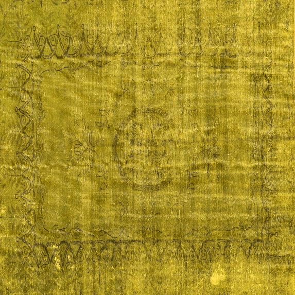Ahgly Company Machine Washable Indoor Square Persian Yellow Traditional Area Rugs, 8' Square