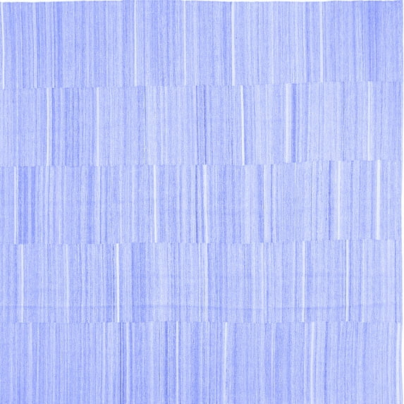 Ahgly Company Machine Washable Indoor Square Solid Blue Modern Area Rugs, 3' Square