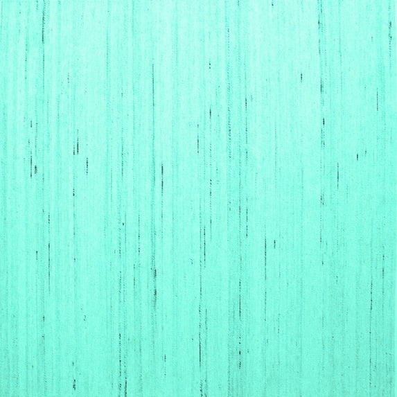 Ahgly Company Machine Washable Indoor Square Solid Turquoise Blue Modern Area Rugs, 4' Square