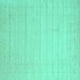 thumbnail image 1 of Ahgly Company Machine Washable Indoor Square Solid Turquoise Blue Modern Area Rugs, 7' Square, 1 of 4