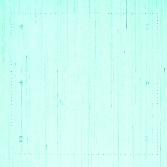 Ahgly Company Machine Washable Indoor Square Solid Turquoise Blue Modern Area Rugs, 8' Square