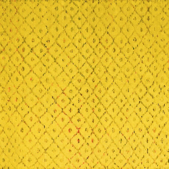 Ahgly Company Machine Washable Indoor Square Solid Yellow Modern Area Rugs, 3' Square