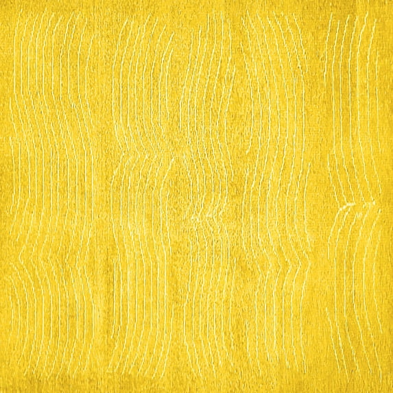 Ahgly Company Machine Washable Indoor Square Solid Yellow Modern Area Rugs, 3' Square