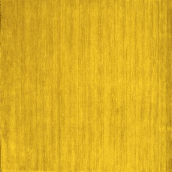 Ahgly Company Machine Washable Indoor Square Solid Yellow Modern Area Rugs, 6' Square