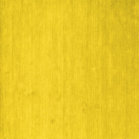 Ahgly Company Machine Washable Indoor Square Solid Yellow Modern Area Rugs, 6' Square