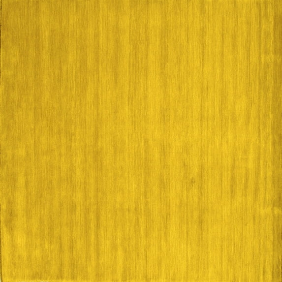 Ahgly Company Machine Washable Indoor Square Solid Yellow Modern Area Rugs, 8' Square