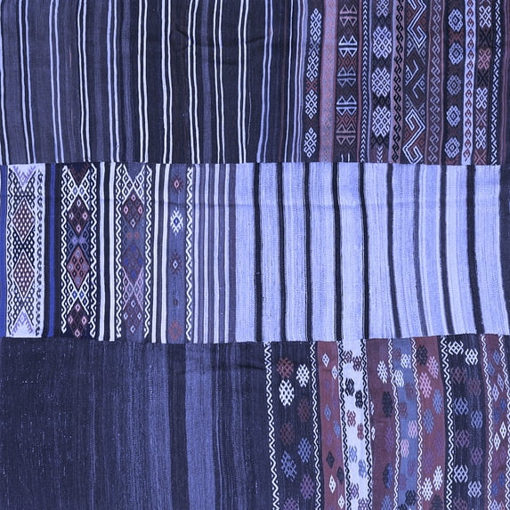Ahgly Company Machine Washable Indoor Square Southwestern Blue Country Area Rugs, 7' Square