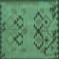 thumbnail image 1 of Ahgly Company Machine Washable Indoor Square Southwestern Turquoise Blue Country Area Rugs, 5' Square, 1 of 4