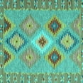thumbnail image 1 of Ahgly Company Machine Washable Indoor Square Southwestern Turquoise Blue Country Area Rugs, 8' Square, 1 of 4