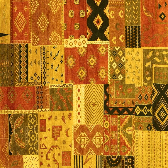 Ahgly Company Machine Washable Indoor Square Southwestern Yellow Country Area Rugs, 3' Square