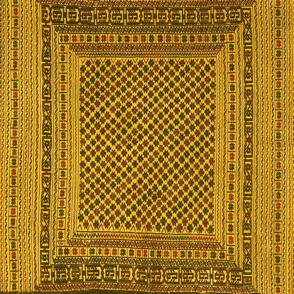 Ahgly Company Machine Washable Indoor Square Southwestern Yellow Country Area Rugs, 5' Square