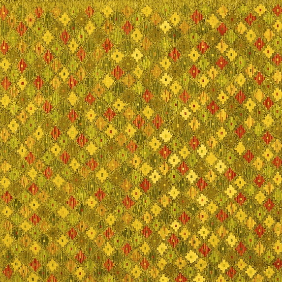 Ahgly Company Machine Washable Indoor Square Southwestern Yellow Country Area Rugs, 6' Square