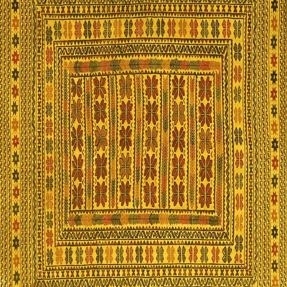 Ahgly Company Machine Washable Indoor Square Southwestern Yellow Country Area Rugs, 8' Square