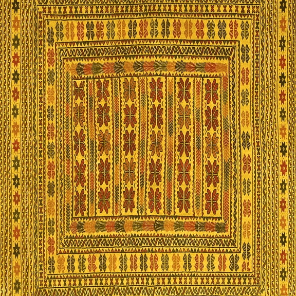 Ahgly Company Machine Washable Indoor Square Southwestern Yellow Country Area Rugs, 8' Square
