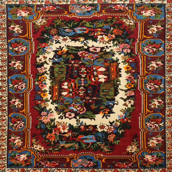 Ahgly Company Machine Washable Indoor Square Traditional Dark Gold Brown Area Rugs, 3' Square