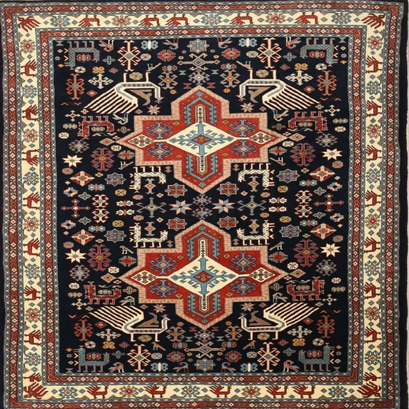 Ahgly Company Machine Washable Indoor Square Traditional Dark Scarlet Red Area Rugs, 8' Square