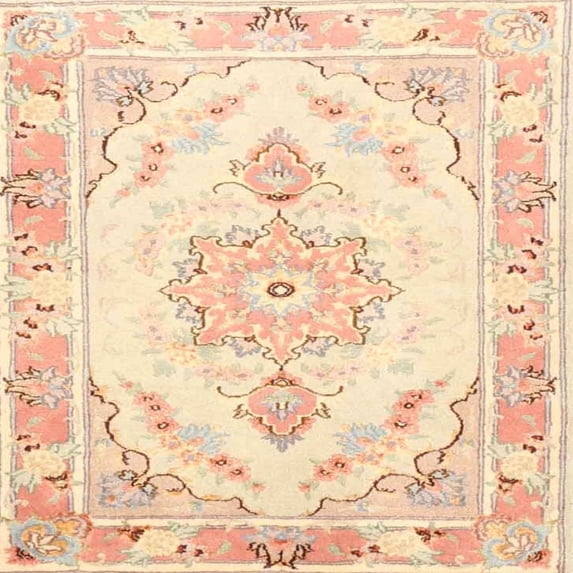 Ahgly Company Machine Washable Indoor Square Traditional Khaki Gold Area Rugs, 5' Square