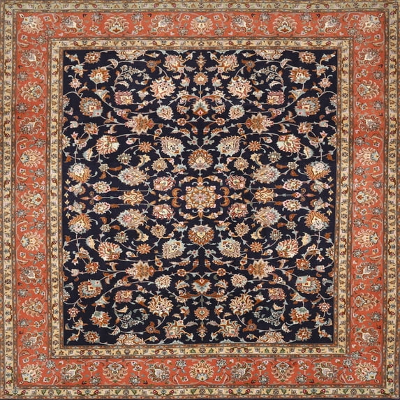Ahgly Company Machine Washable Indoor Square Traditional Light Copper Gold Area Rugs, 3' Square