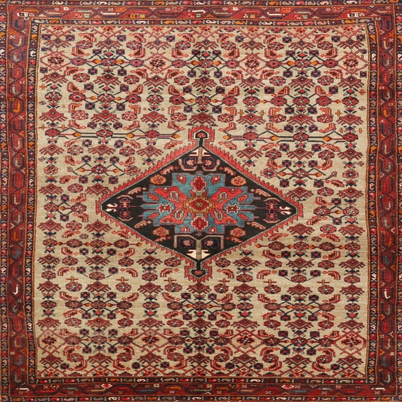 Ahgly Company Machine Washable Indoor Square Traditional Tomato Red Area Rugs, 8' Square