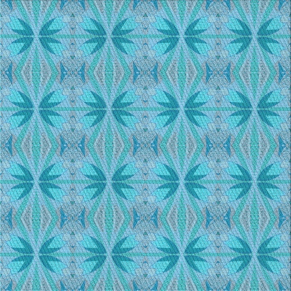 Ahgly Company Machine Washable Indoor Square Transitional Blue Area Rugs, 4' Square