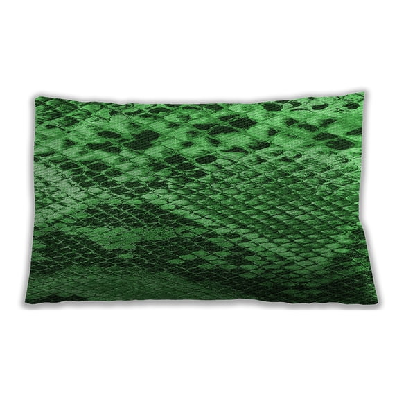 Ahgly Company Patterned Outdoor Rectangular Deep Emerald Green Lumbar Throw Pillow, 13 inch by 19 inch