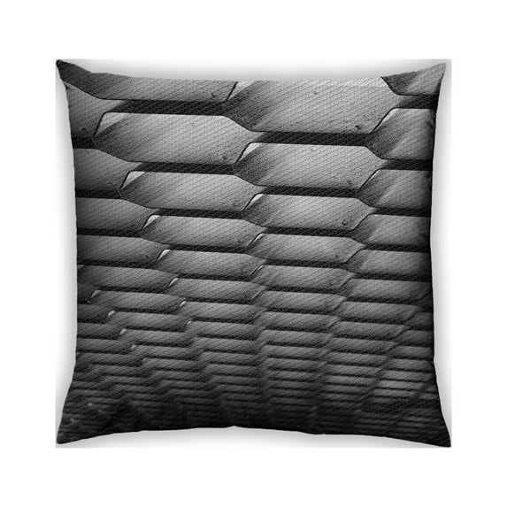Ahgly Company Patterned Outdoor Square Charcoal Black Throw Pillow, 18 inch by 18 inch