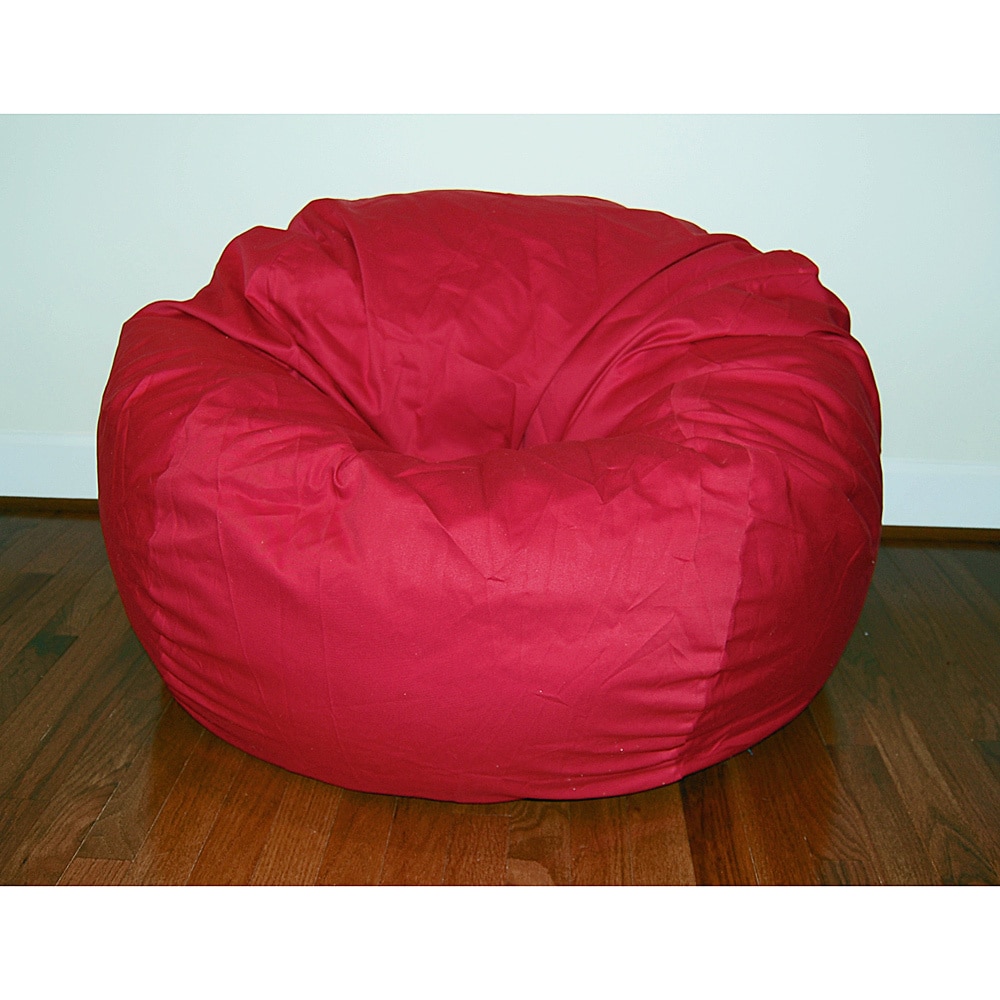 Ahh Products Wide Red Cotton Twill 36inch Washable Bean Bag Chair 36