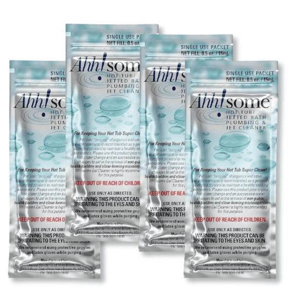Ahh-Some - Hot Tub Cleaner & Purge Packet | Clean Pipes, Jet Line & Jets Gunk Build Up | Clear & Soften Water for Hot Tub, Jetted Tub, Swim Spa | 450 Gallons Of Water (Pack of 4)