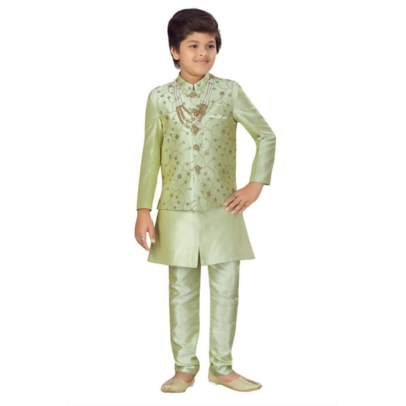 Ahhaaaa Boys' Banarasi Silk Sherwani (Clothing Set)