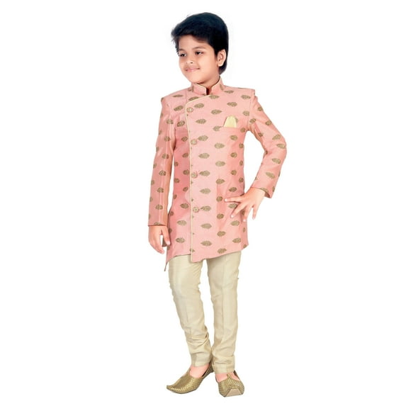 Ahhaaaa Ethnic Printed Embroidery Sherwani and Pyjama for Boys