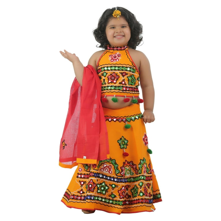 Ahhaaaa Kids Ethnic Cotton Blend Radha Dress Lehenga Choli Chania