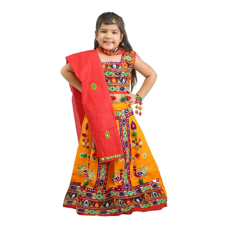 Ahhaaaa Kids Ethnic Cotton Lehenga Choli Chania Choli Set For Baby Girls