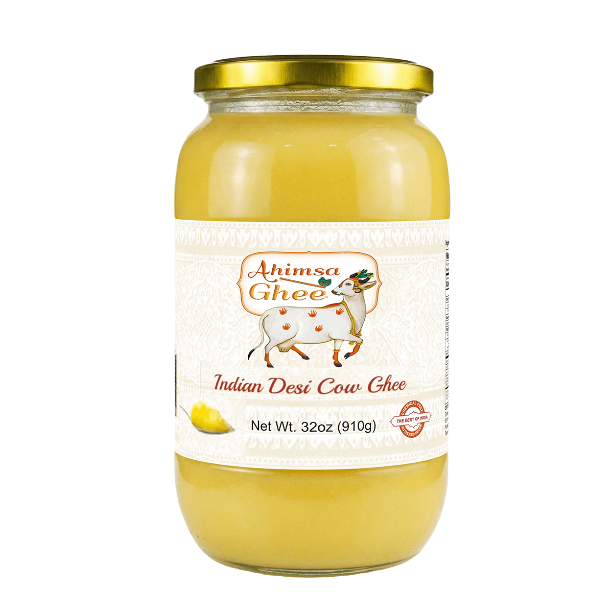 Ahimsa Ghee - Pure Indian Desi Cow Yogurt Based Cultured A2 Ghee - 32 oz (910 gm)