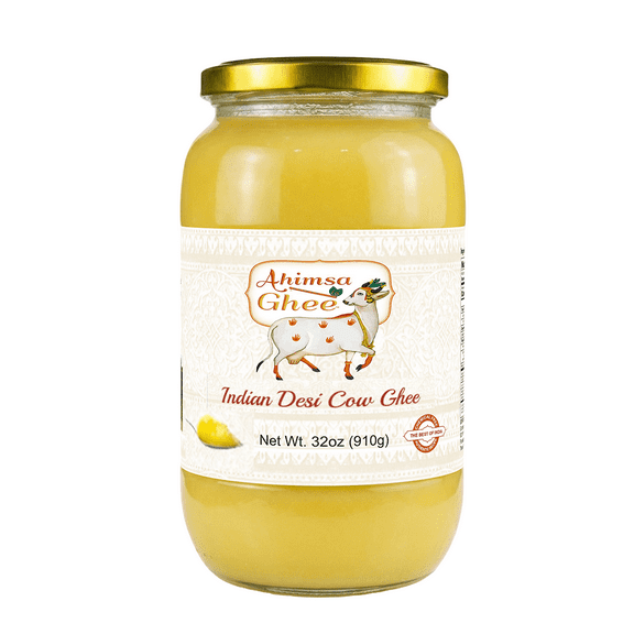 Ahimsa Ghee - Pure Indian Desi Cow Yogurt Based Cultured A2 Ghee - 32 oz (910 gm)