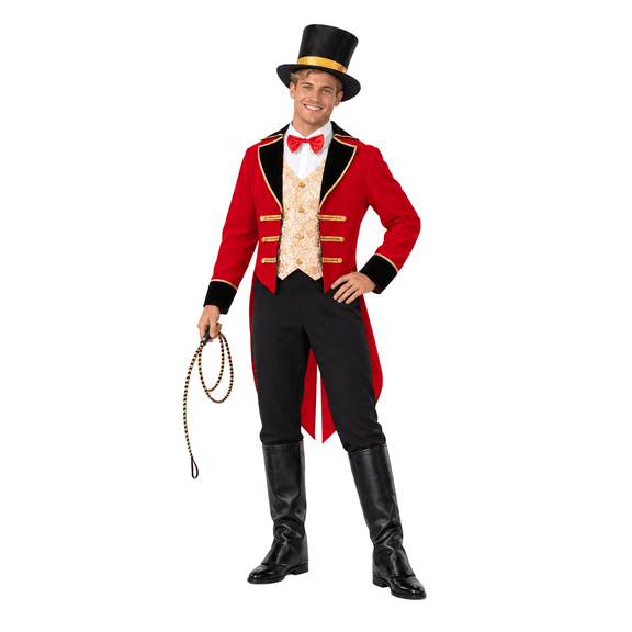 Ahititi Men's Ringmaster Costume, Circus Costume Set with Tailcoat Jacket, Top Hat, Bow Tie and Accessories for Halloween Party Cosplay