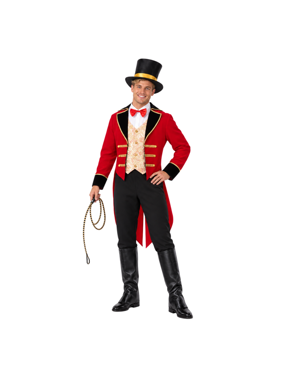 Men's Ringmaster Costume, Circus Costume Set with Tailcoat Jacket, Top Hat, Bow Tie and Accessories for Halloween Party Cosplay