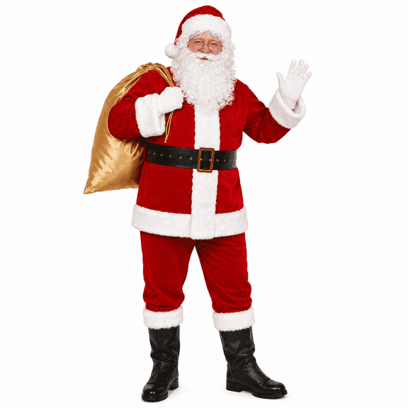 Ahititi Santa Claus Costume for Men,10-Piece Adult Santa Suit,Christmas Costume Set for Holiday Parties,Cosplay,Parades & Stage Shows,L