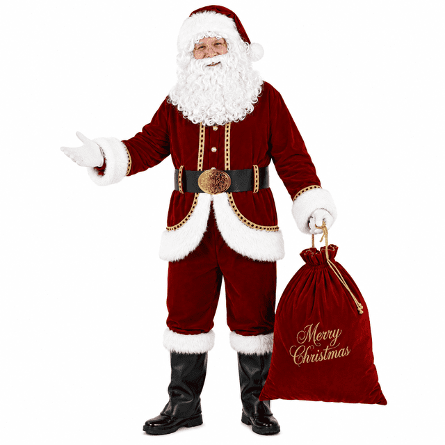 Santa Ress Ahititi Santa Claus Costume for Men,11-Piece Adult Santa Suit,Christmas ...