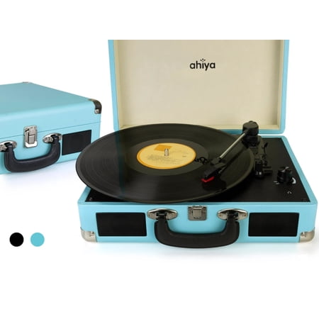 Ahiya Record Player, Vinyl Turntable Record Player 3 Speed, Supports RCA Line Out, AUX-In, Teal