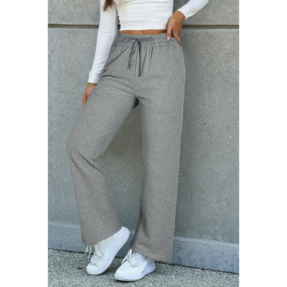 Ahlaray Chic Light Grey Fleece Lined Drawstring Pants - Versatile & Cozy