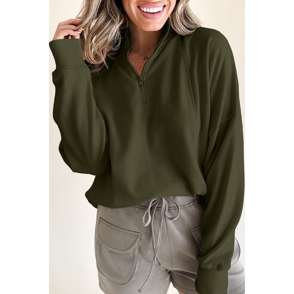 Ahlaray Eco-Vibe Zip Pullover: Comfort & Style, Green Chill