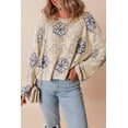 thumbnail image 1 of Ahlaray Elegant Beige Flower Print Sweater - Casual Chic Drop Shoulder, 1 of 8