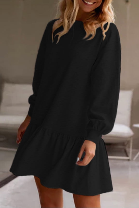 Elegant Black Charm | Fashionable Puff Sleeve Mini Dress, Your New Daily Style Statement