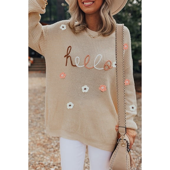 Ahlaray Elegant Floral Knit Sweater - Flowy Longline Fit, S-XL